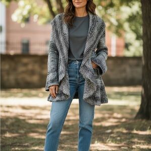 525 America Women's Knit Ruffle Cardigan Sweater